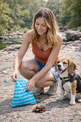 Show full view: Parisian Pet Blue Stripes & Dots Waste Bags Eco-Friendly Leak-Proof Black Poop Bag for Dogs, 16 count slide 4 of 4