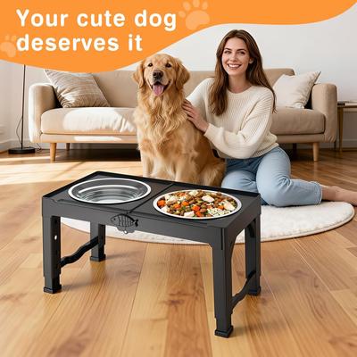 Show full view: Mutrelenx Stainless Steel Elevated Dog Bowls & Stand, Large: 50-oz, Black slide 8 of 8