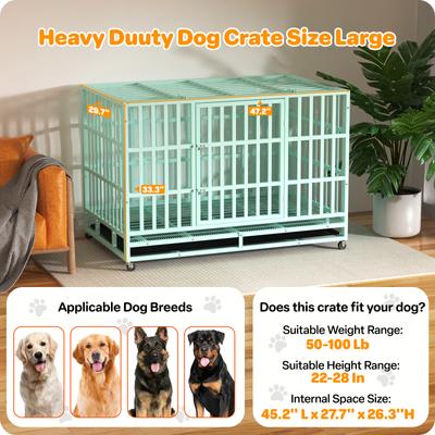 Show full view: Xbrigh Heavy Duty Indestructible Escape Proof Steel Dog Crate, Large: 48-in, Green slide 2 of 7