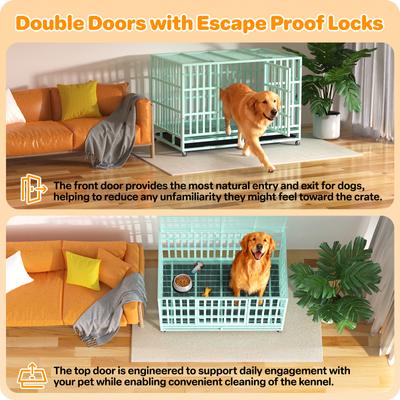 Show full view: Xbrigh Heavy Duty Indestructible Escape Proof Steel Dog Crate, Large: 48-in, Green slide 3 of 7