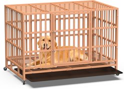 Xbrigh Heavy Duty Indestructible Escape Proof Steel Dog Crate, Large: 48-in, Orange