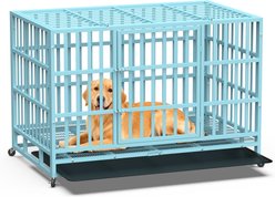 Xbrigh Heavy Duty Indestructible Escape Proof Steel Dog Crate, Large: 48-in, Blue