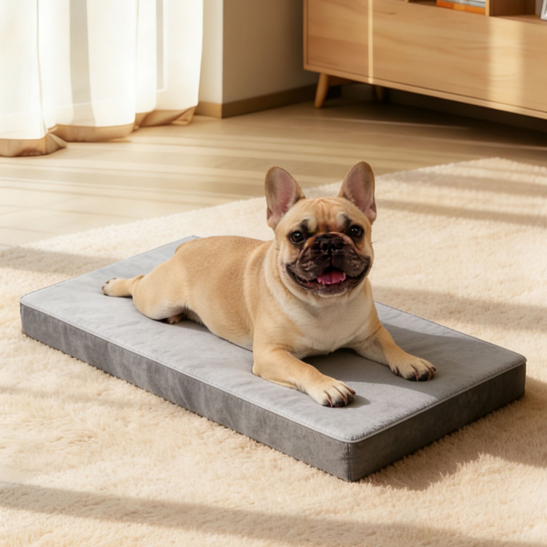 LFC PETS Ultra Comfort Memory Foam Dog Bed with Removable Cover, Grey, Medium