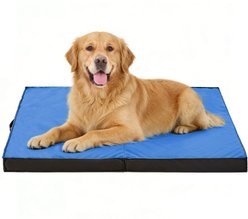 LFC PETS Outdoor Waterproof Orthopedic Dog & Cat Bed with Removable Cover, Navy Blue, X-Large