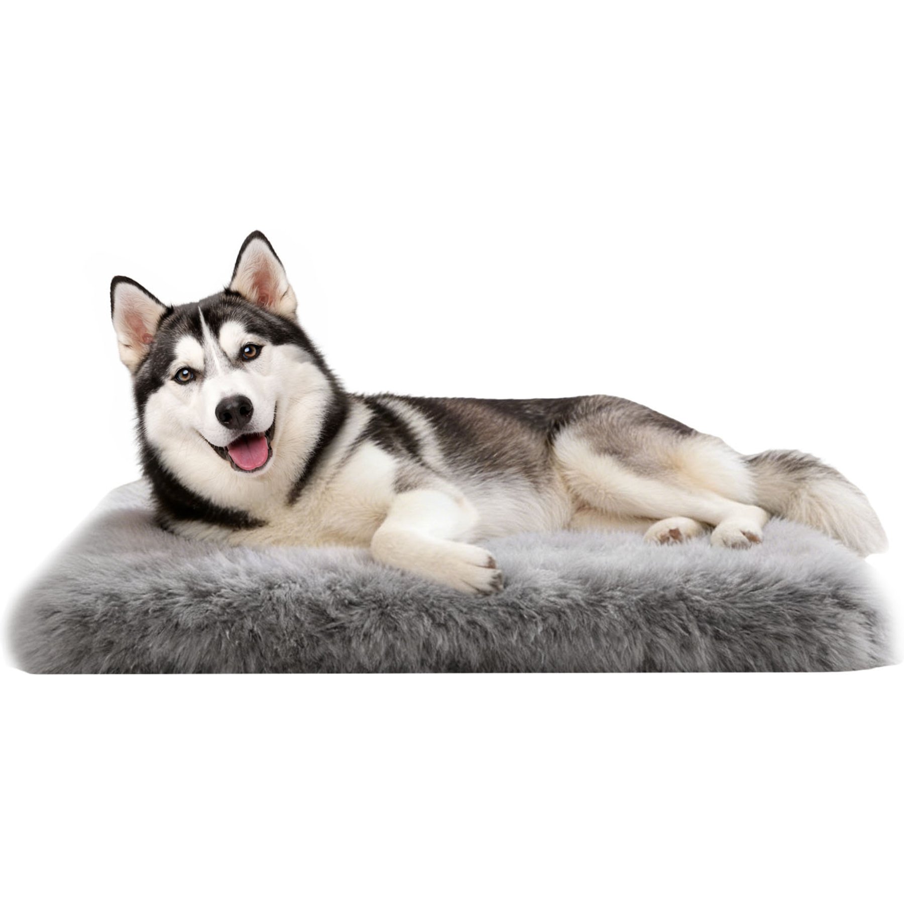 LFC PETS Fluffy Orthopedic Dog Bed with Waterproof Removable Cover, Grey, X-Large