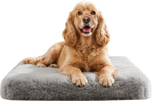 Show full view: LFC PETS Fluffy Orthopedic Dog & Cat Bed with Waterproof Removable Cover, Grey, Medium slide 4 of 8