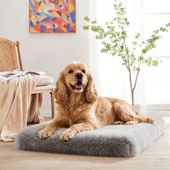 LFC PETS Fluffy Orthopedic Dog & Cat Bed with Waterproof Removable Cover, Grey, Medium