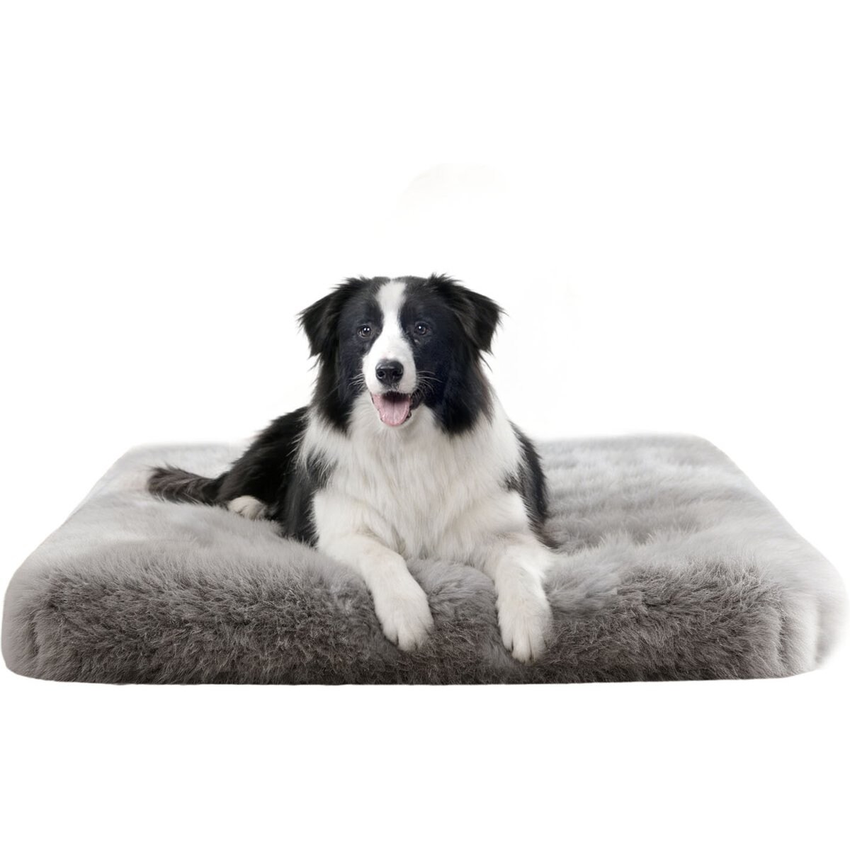 LFC PETS Fluffy Orthopedic Dog Bed with Waterproof Removable Cover, Grey, Large