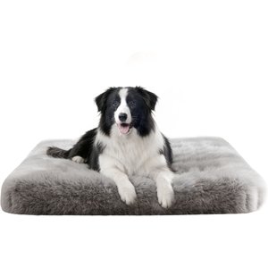 LFC PETS Fluffy Orthopedic Dog & Cat Bed with Waterproof Removable Cover, Grey, Large
