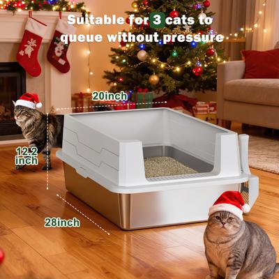 Show full view: JOEJOY Stainless Steel Cat Litter Box, XXX-Large, Silver Gray slide 3 of 7