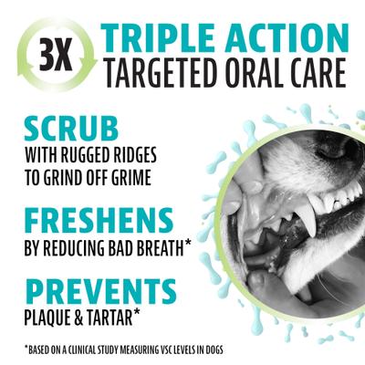 Show full view: Dinovite Triple Action Oral Care Dog Dental Chew Treats, Tiny, 19-oz, 60 count slide 8 of 10