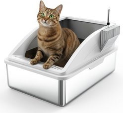PETSPARX Stainless Steel Enclosed Cat Litter Box