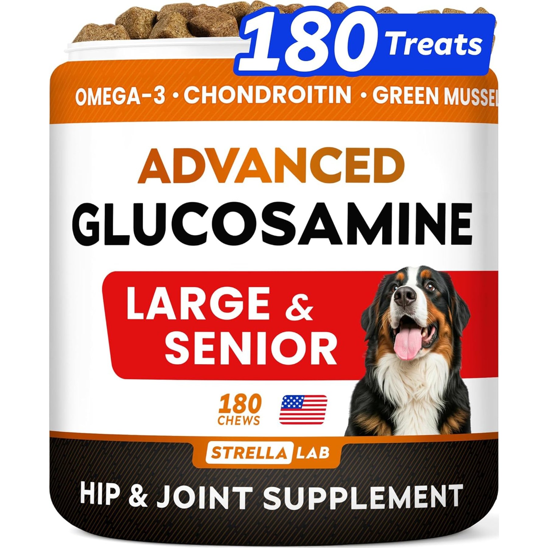 StrellaLab Advanced Joint Support Bacon Flavored Soft Chews for Dogs with Glucosamine, Chondroitin & Omega-3 Fish Oil, 360 count bundle
