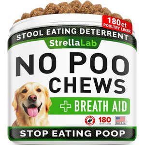 StrellaLab No Poo Coprophagia Stool Eating Deterrent Chew Supplement for Dogs, 180 count