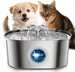 PATPET Stainless Steel Flower Flow Automatic Cat Water Fountain, 108-fl oz