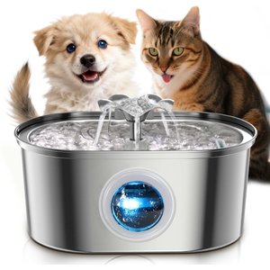 PATPET Stainless Steel Flower Flow Automatic Cat Water Fountain, 108-fl oz