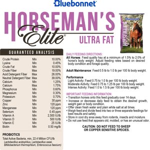 Bluebonnet Feeds Horsemans Elite Ultra Fat High Fat Horse Feed, 50-lb bag