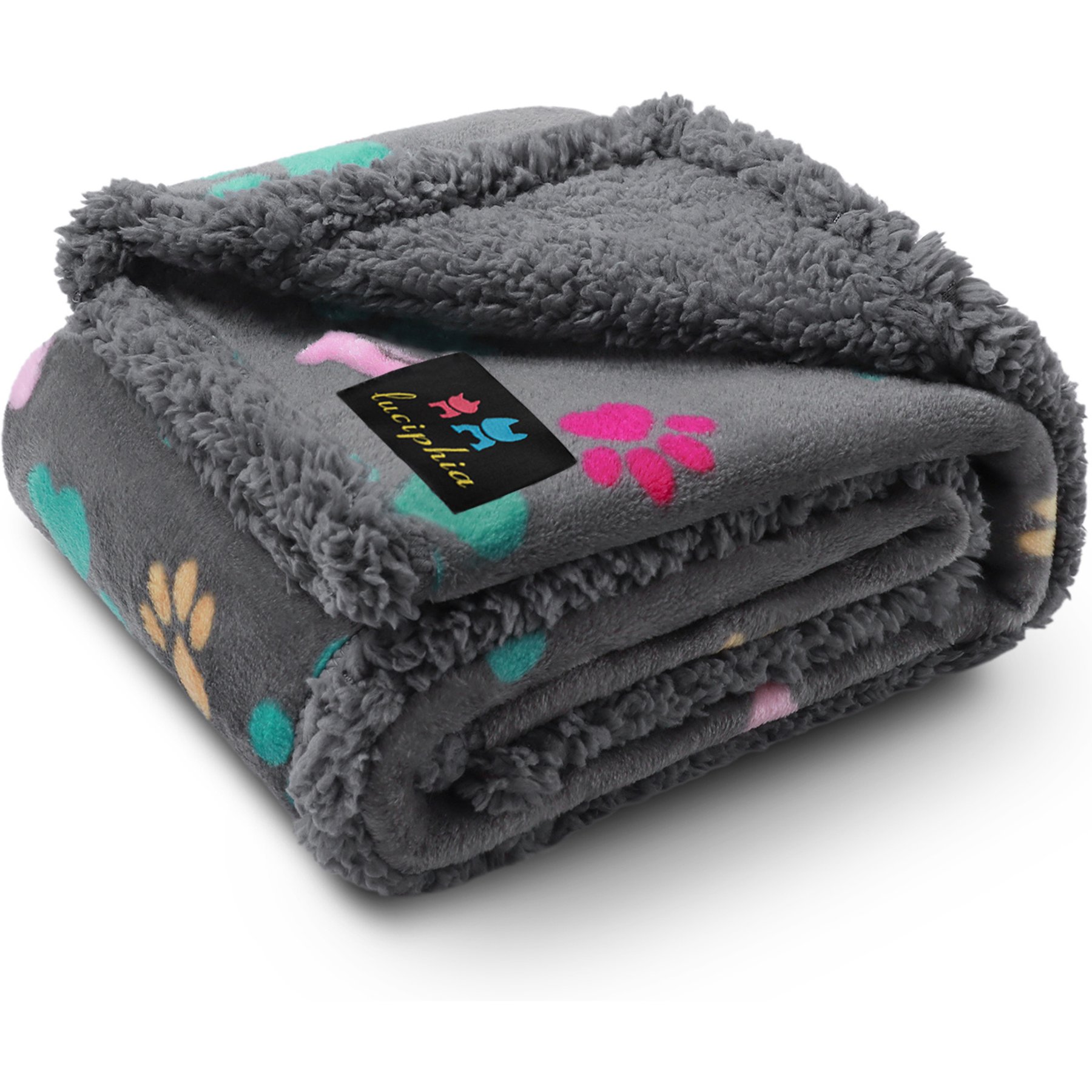 Luciphia Waterproof Reversible Sherpa Fleece Dog Blanket, Grbone, Medium