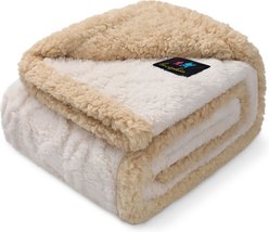 Luciphia Waterproof Soft Bed Couch Dog Blanket, Beige, Large