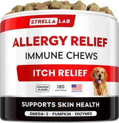 StrellaLab Allergy Relief & Anti Itch Relief with Omega 3 Skin & Coat Fish Oil Chew Supplement for Dogs, 180 count