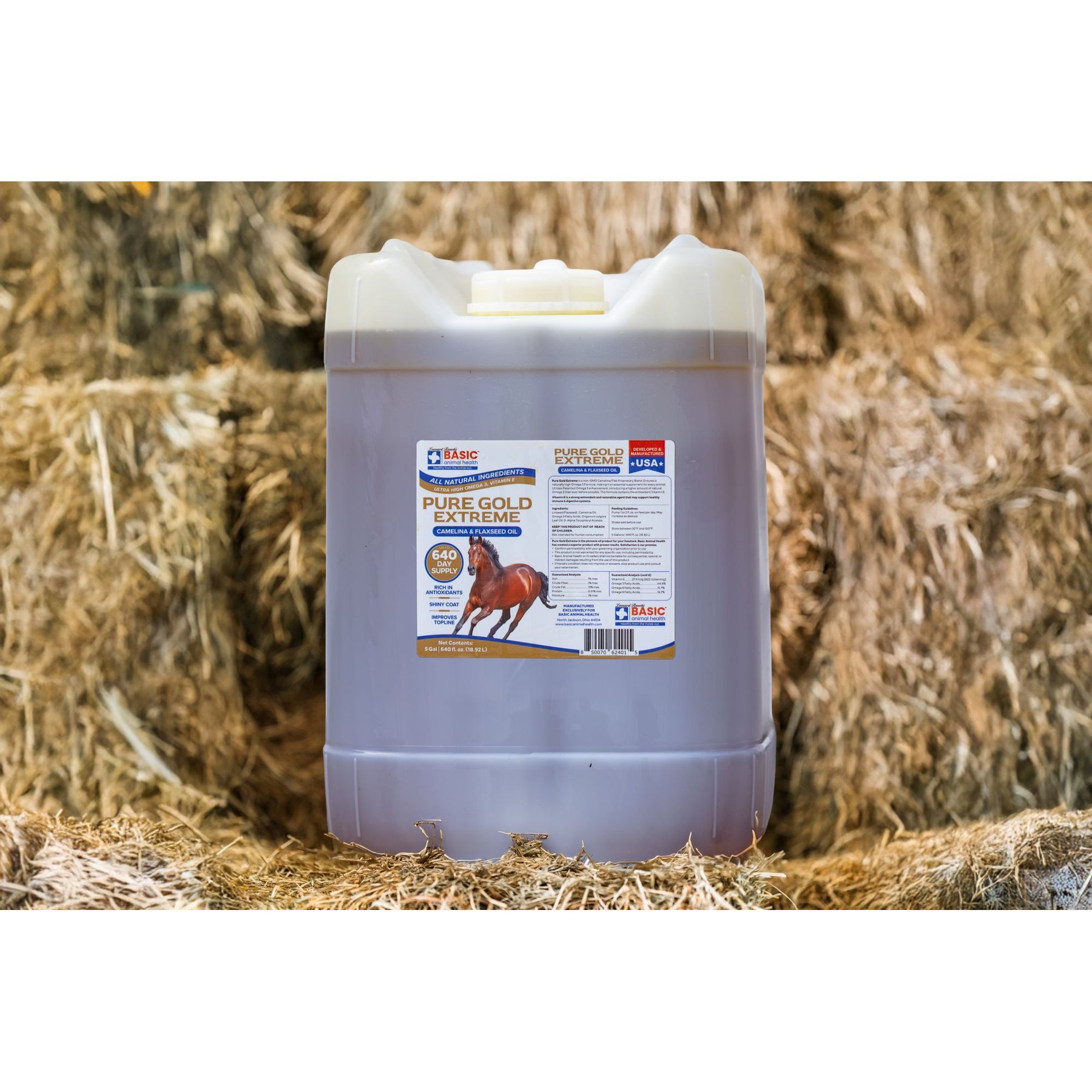 Basic Animal Health Pure Gold Extreme Liquid Horse Supplement, 5-gal