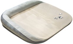 Decflow Summer Cooling L-Shaped Sofa Bed for Dogs & Cats with Neck Support Pillow, Elegant Gray, Medium