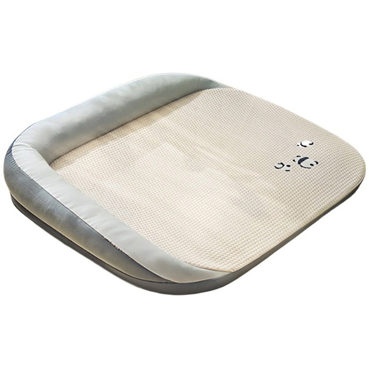 Decflow Summer Cooling L-Shaped Sofa Bed for Dogs & Cats with Neck Support Pillow, Elegant Gray, Medium