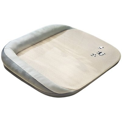 Decflow Decflow Summer Cooling L-Shaped Sofa Bed for Dogs & Cats with Neck Support Pillow, Elegant Gray, Medium