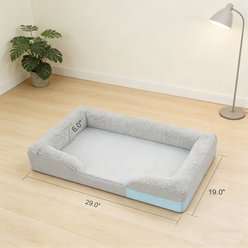 Decflow Memory Foam C-Shaped Armrest Dog Bed, Light Grey, Medium slide 2 of 7