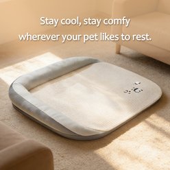 Decflow Summer Cooling L-Shaped Sofa Bed for Dogs & Cats with Neck Support Pillow, Elegant Gray, Medium slide 2 of 6