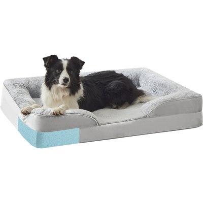 Decflow Decflow Memory Foam C-Shaped Armrest Dog Bed, Light Grey, Medium