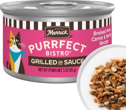 Merrick Purrfect Bistro Braised Pork, Carrot & Barley Recipe Grilled Wet Cat Food, 3-oz can, case of 24