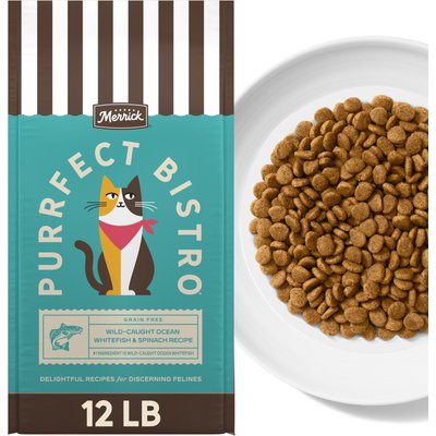Merrick Merrick Purrfect Bistro Grain-Free Wild-Caught Ocean Whitefish & Spinach Recipe Dry Cat Food, 12-lb bag