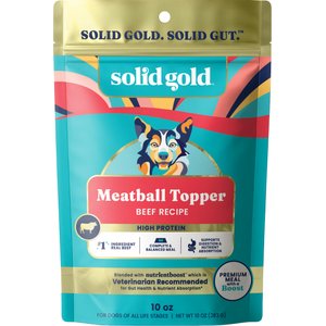 Solid Gold Beef Flavor Gut Health High-Protein Wet Dog Food Topper, 10.5-oz pouch