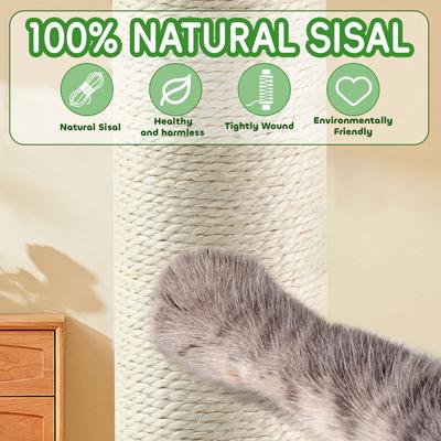 Show full view: KZLAA 45-in Sherpa Cat Scratching Post & Scratcher with Interactive Ball Toys & Self Groomer Brush, Green slide 4 of 6