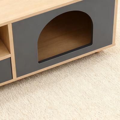 Show full view: KZLAA 17-in Sherpa Cat Side Table with Condo & Drawer, Grey slide 6 of 8