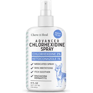 Chew + Heal Advanced Chlorhexidine Medicated Wound Care Spray for Dogs, 8-fl oz bottle