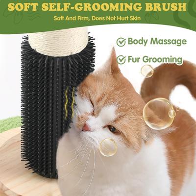 Show full view: KZLAA 45-in Sherpa Cat Scratching Post & Scratcher with Interactive Ball Toys & Self Groomer Brush, Green slide 2 of 6