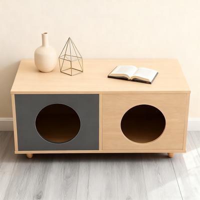 Show full view: KZLAA 17-in Sherpa Cat Side Table with 2 Condos, Grey slide 5 of 6