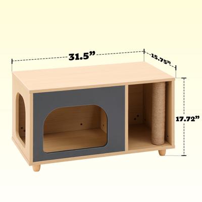 Show full view: KZLAA 17-in Sherpa Cat Condo with Side Tables & Scratching Posts, Grey slide 7 of 7