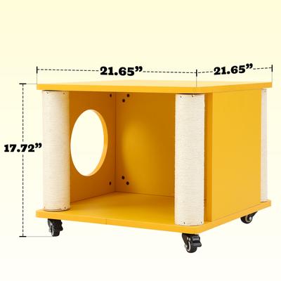 Show full view: KZLAA 17-in Sherpa Cat Coffee Table with Condo, Yellow slide 6 of 6