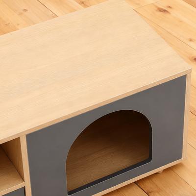 Show full view: KZLAA 17-in Sherpa Cat Side Table with Condo & Drawer, Grey slide 7 of 8
