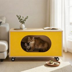 KZLAA Movable 17-in Sherpa Cat Condo Side Table, Yellow slide 2 of 4