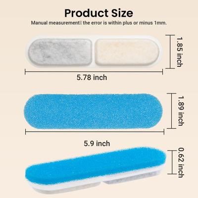 Show full view: Vacqueen Hand Washable Replacement Filters & Sponges for Automatic Dog & Cat Water Fountain, Blue, 6.1 x 1.57-in, 8 count slide 5 of 7