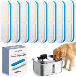 Vacqueen Hand Washable Replacement Filters & Sponges for Automatic Dog & Cat Water Fountain, Blue, 6.1 x 1.57-in, 8 count