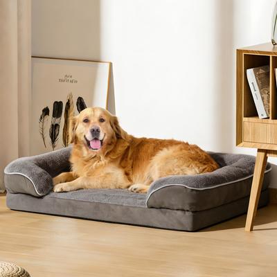 Show full view: LFC PETS Waterproof Orthopedic Bolster Dog & Cat Sofa Bed with Removable Cover, Dark Grey, X-Large slide 3 of 9