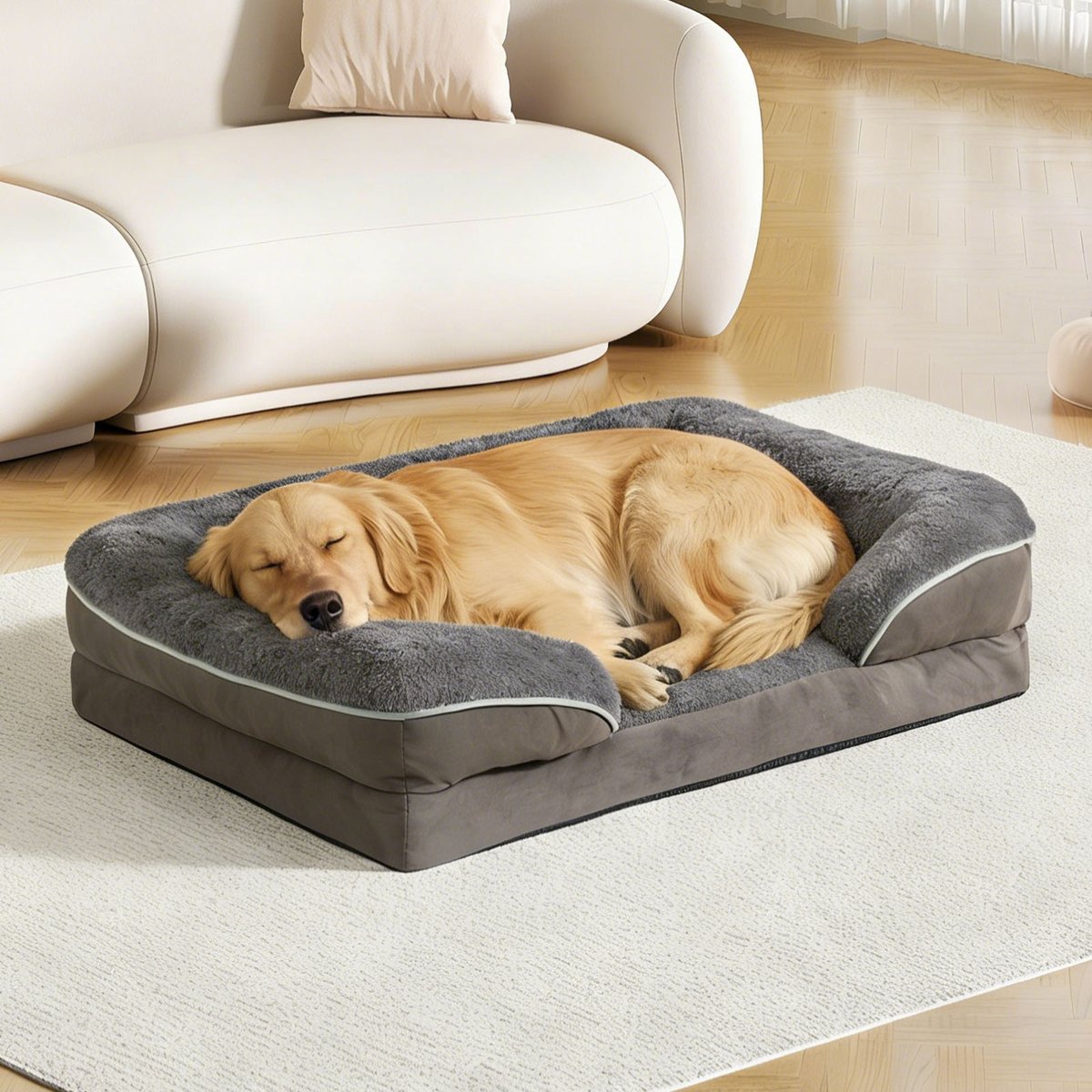 LFC PETS Water-resistant Orthopedic Bolster Dog & Cat Sofa Bed with Removable Cover, Dark Grey, X-Large