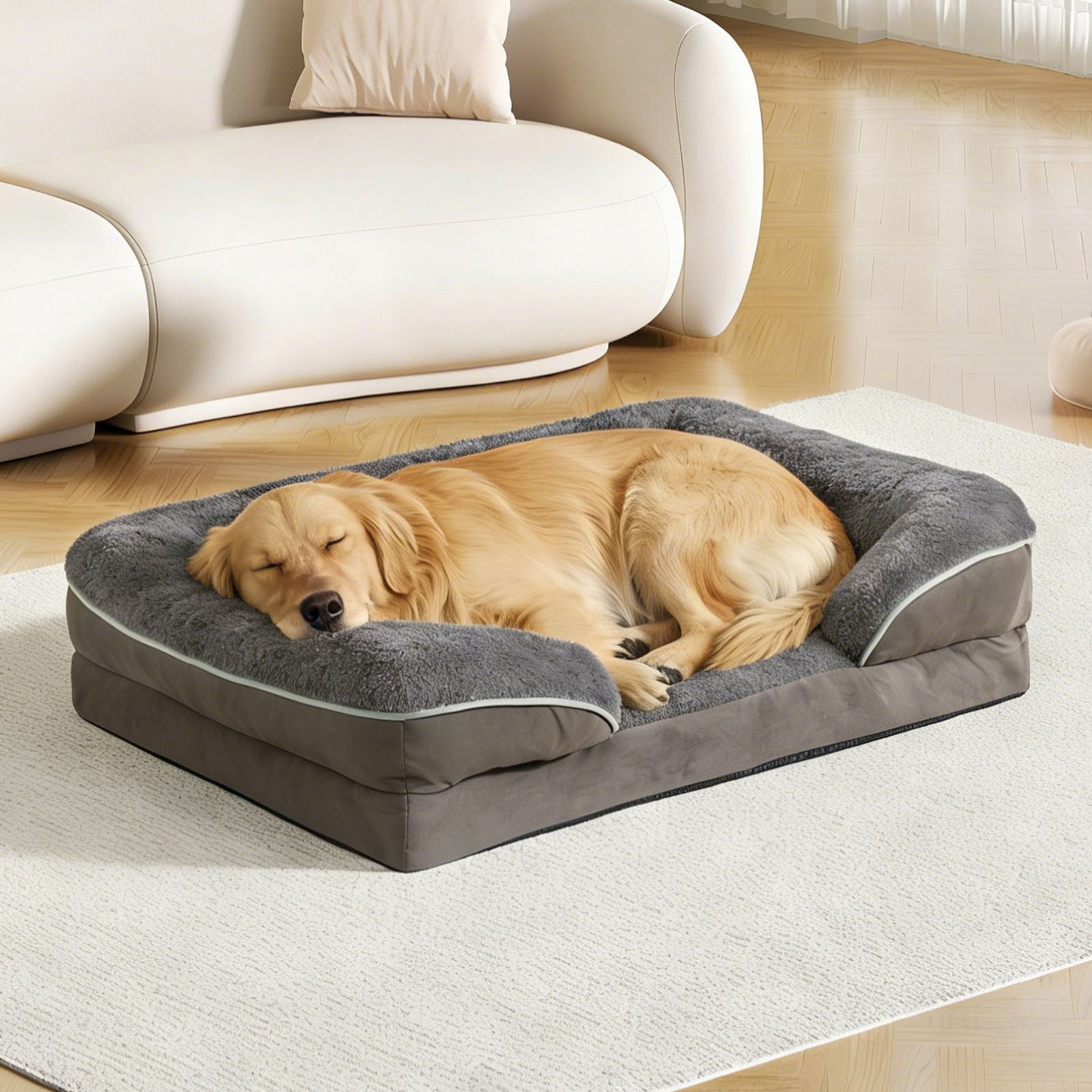 LFC PETS Water-resistant Orthopedic Bolster Dog & Cat Sofa Bed with Removable Cover, Dark Grey, X-Large