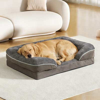 LFC PETS LFC PETS Water-resistant Orthopedic Bolster Dog & Cat Sofa Bed with Removable Cover, Dark Grey, X-Large