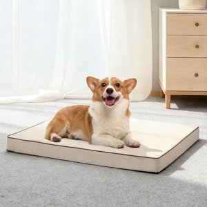 LFC PETS Orthopedic Memory Foam Dog & Cat Bed with Removable Cover, Khaki, Large